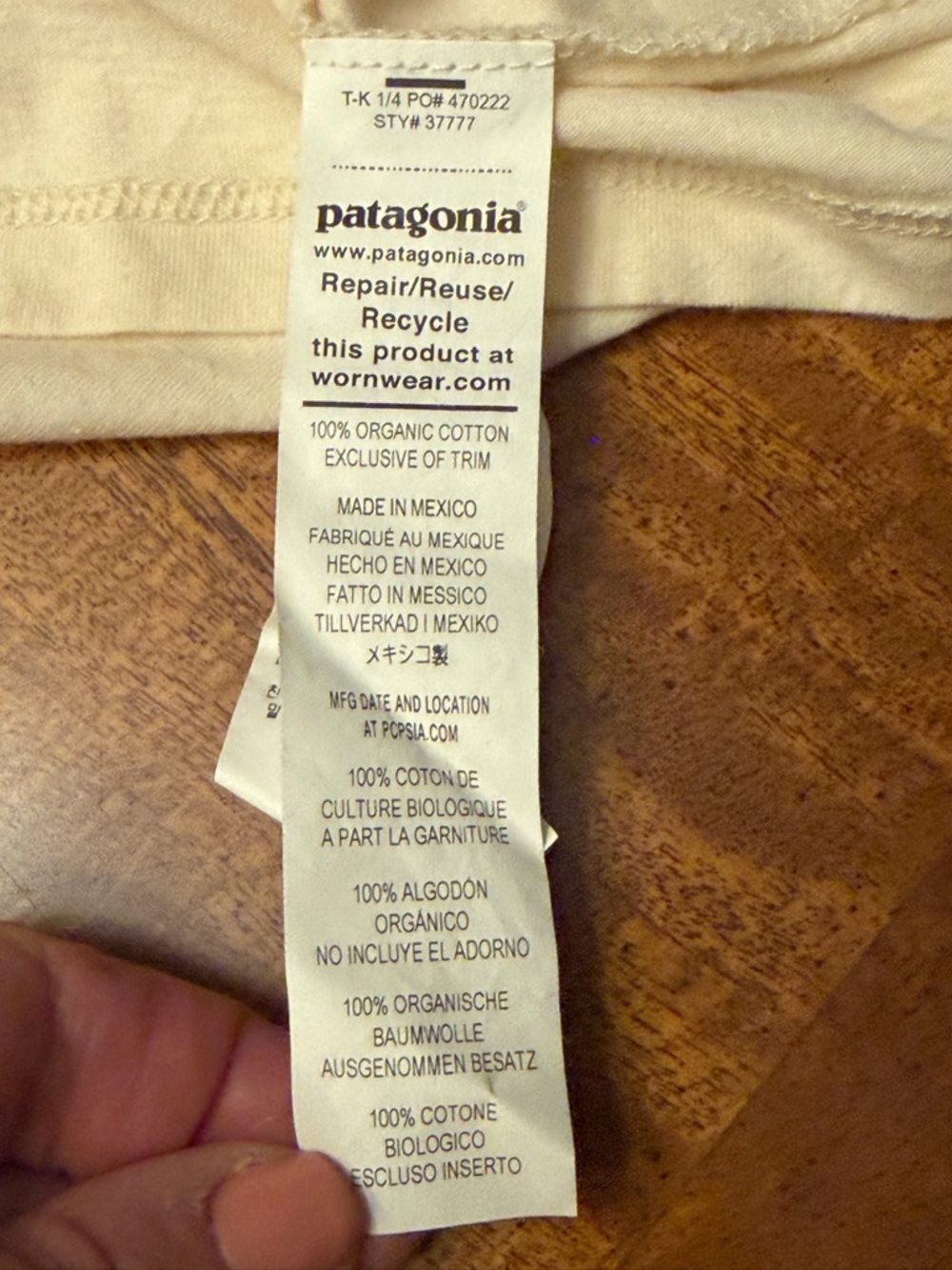 PATAGONIA men’s CTA Organic T-Shirt - ONLY EARTH UNDYED NATURAL - Picture 9 of 12
